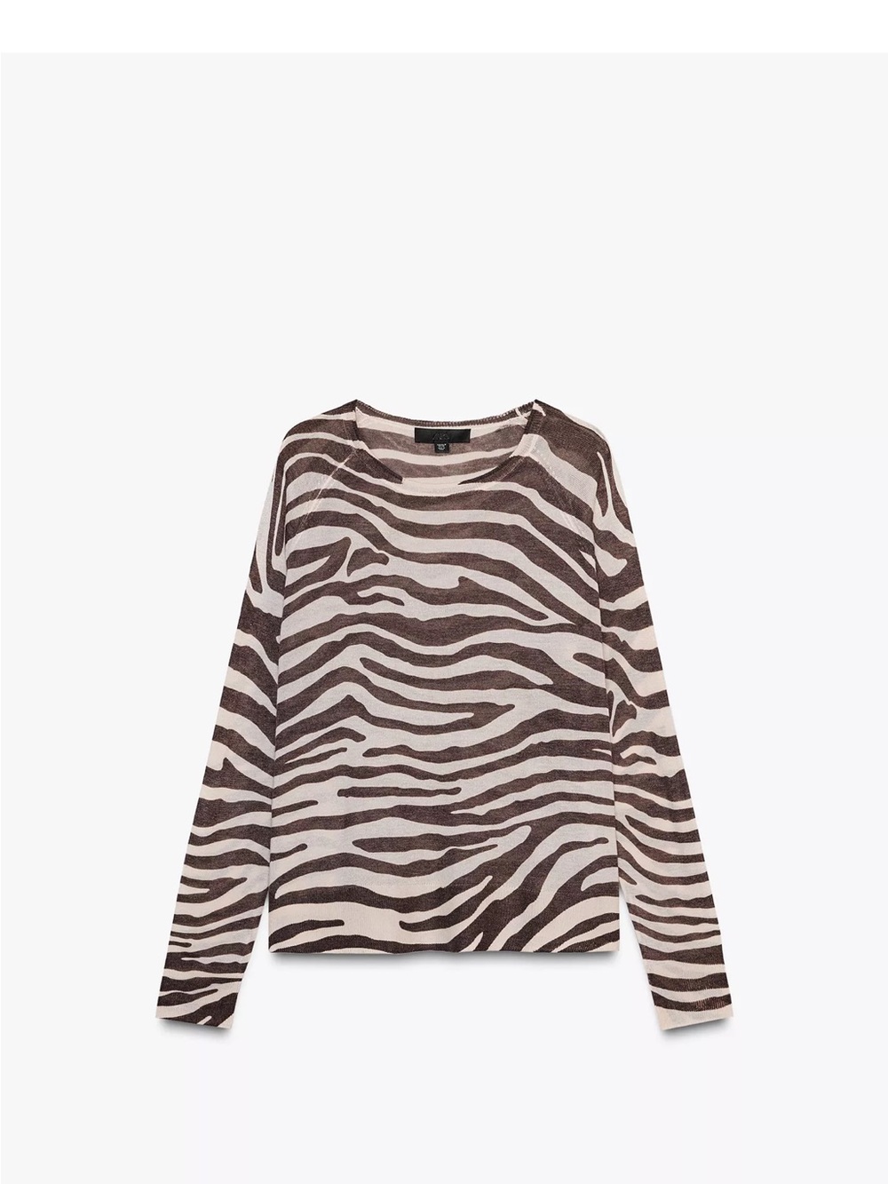 Zara Brown and Cream Zebra Print Long Sleeve Top